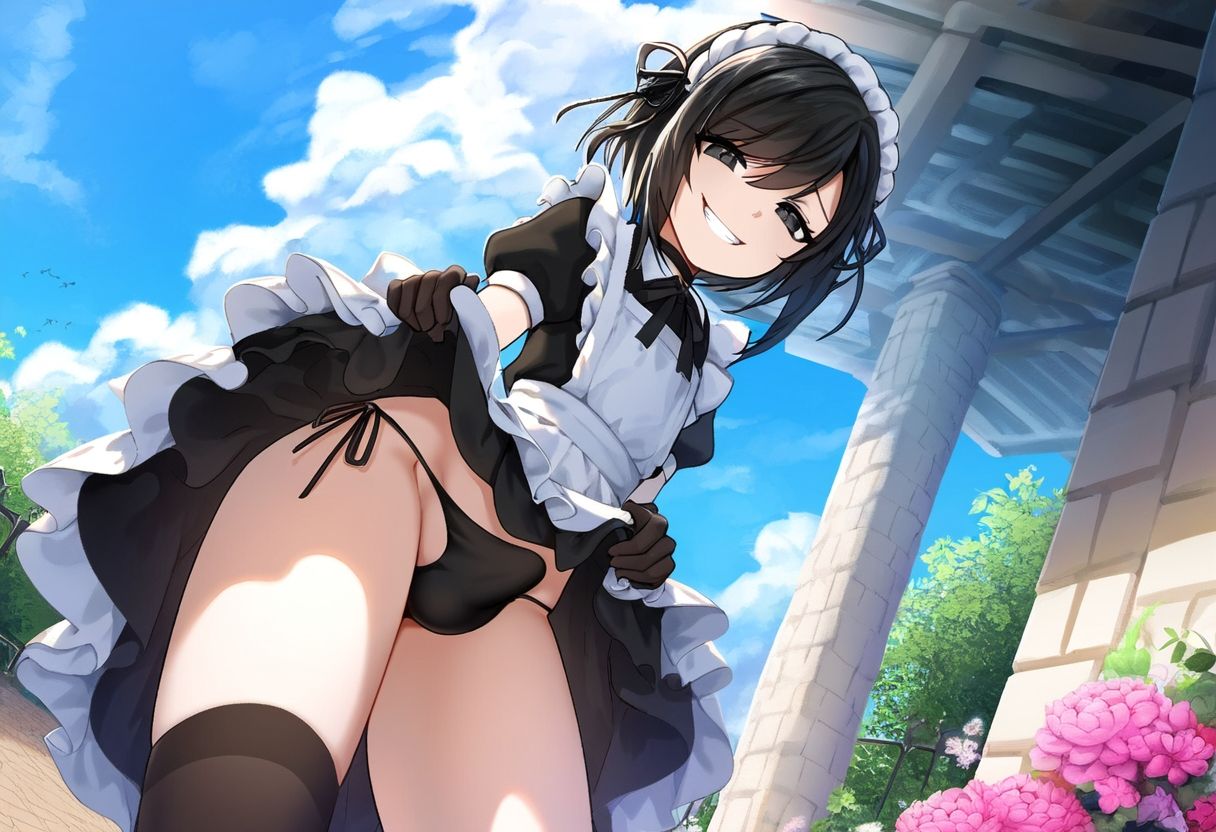 サンプル画像5:【500枚】ただひたすらに黒髪男の娘メイド様の膨らみを拝みたいCG集F（1）(AI男の娘研究機関「BULGE」) [d_518361]