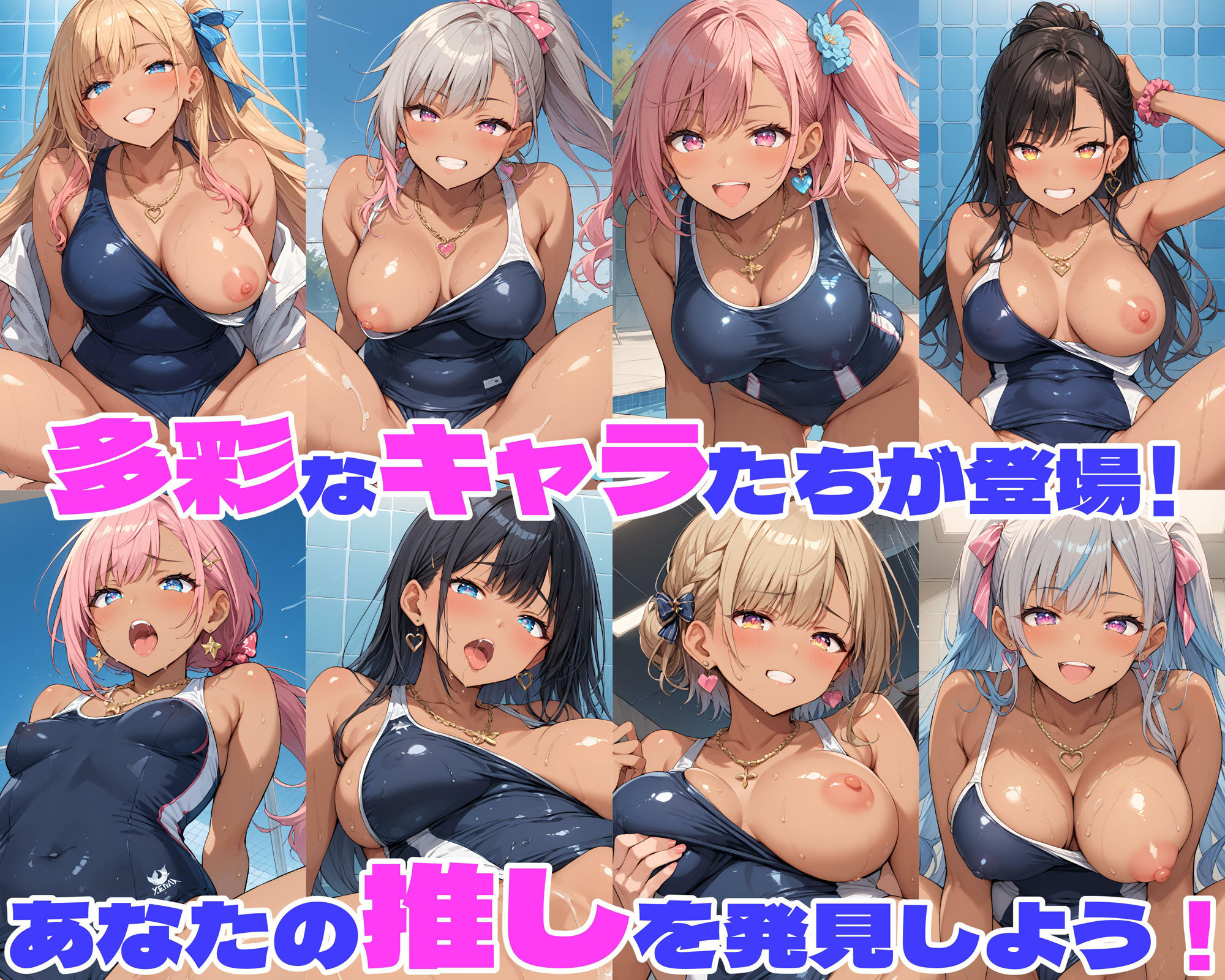 サンプル画像3:性育学園No.22〜黒ギャルスク水編〜スケベな黒ギャルスク水女子とプールでやりまくれ！【CG500枚】(おふとんパイナップル) [d_518531]