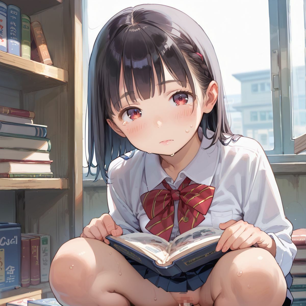 サンプル画像1:図書館で声を出せずに愛液垂れ流し娘01(ぷにあな) [d_519393]