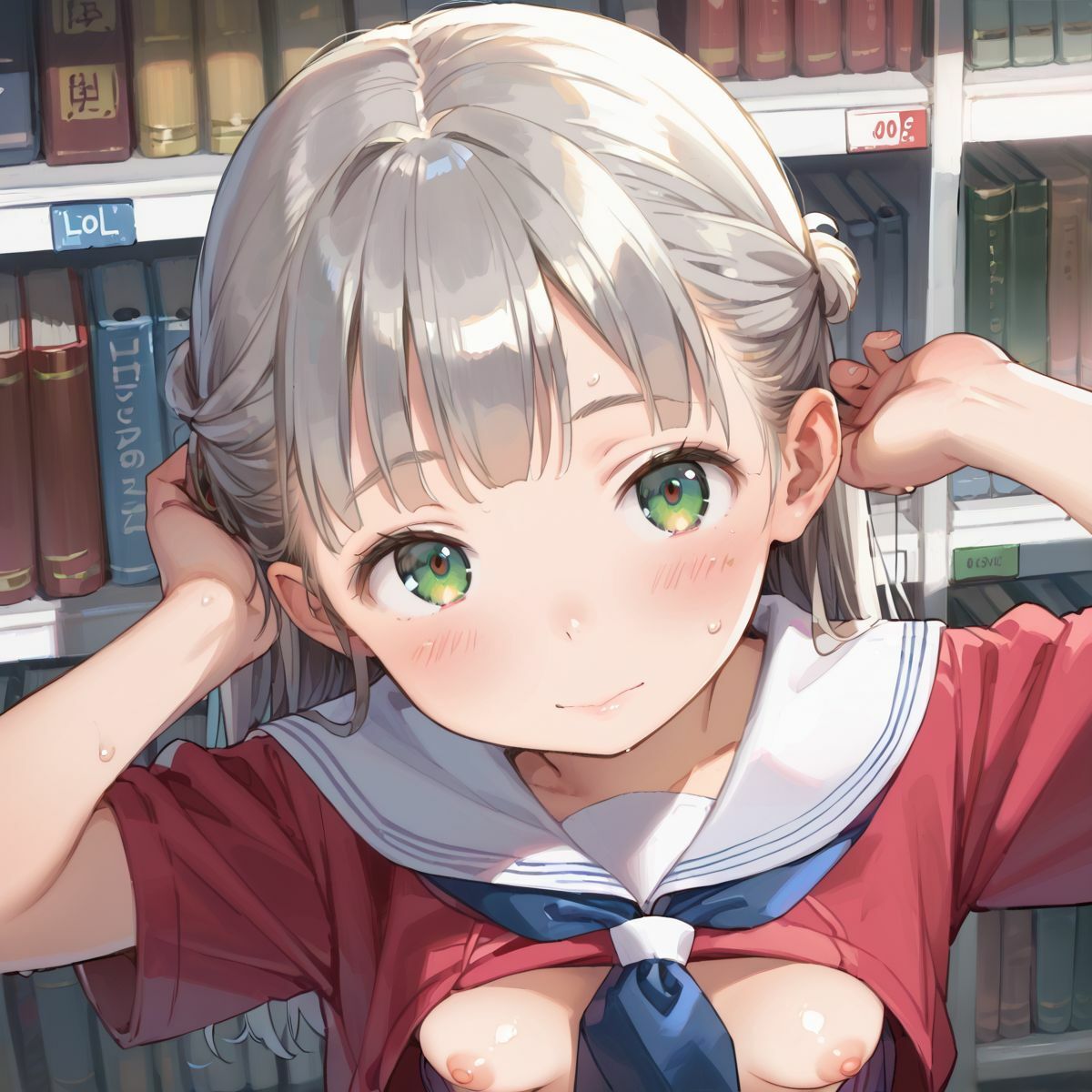 サンプル画像5:図書館で声を出せずに愛液垂れ流し娘01(ぷにあな) [d_519393]