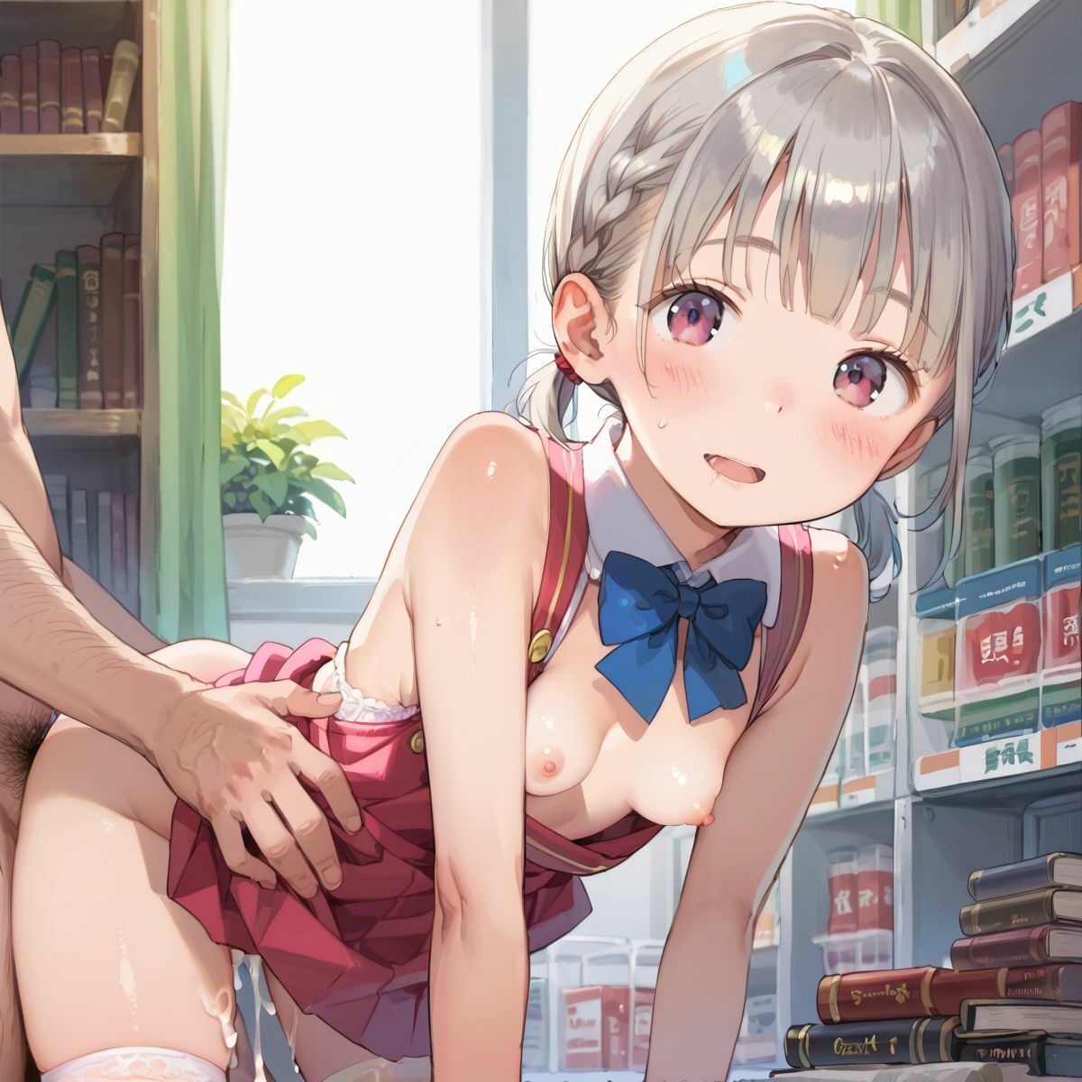 図書館で声を出せずに愛液垂れ流し娘01のサンプル画像 6