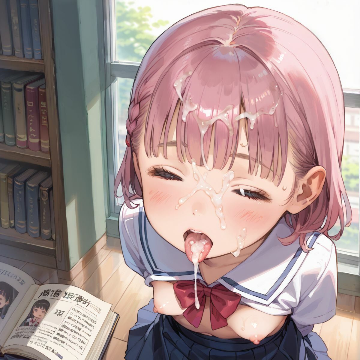 サンプル画像5:図書館で声を出せずに愛液垂れ流し娘02(ぷにあな) [d_519394]