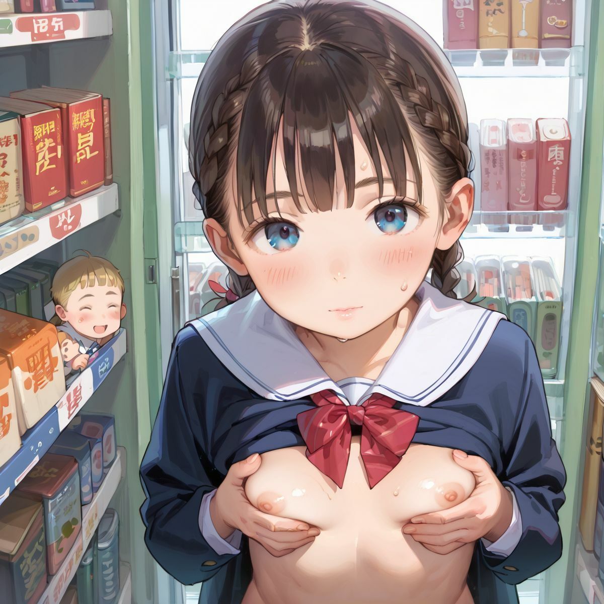 サンプル画像1:図書館で声を出せずに愛液垂れ流し娘05(ぷにあな) [d_519402]