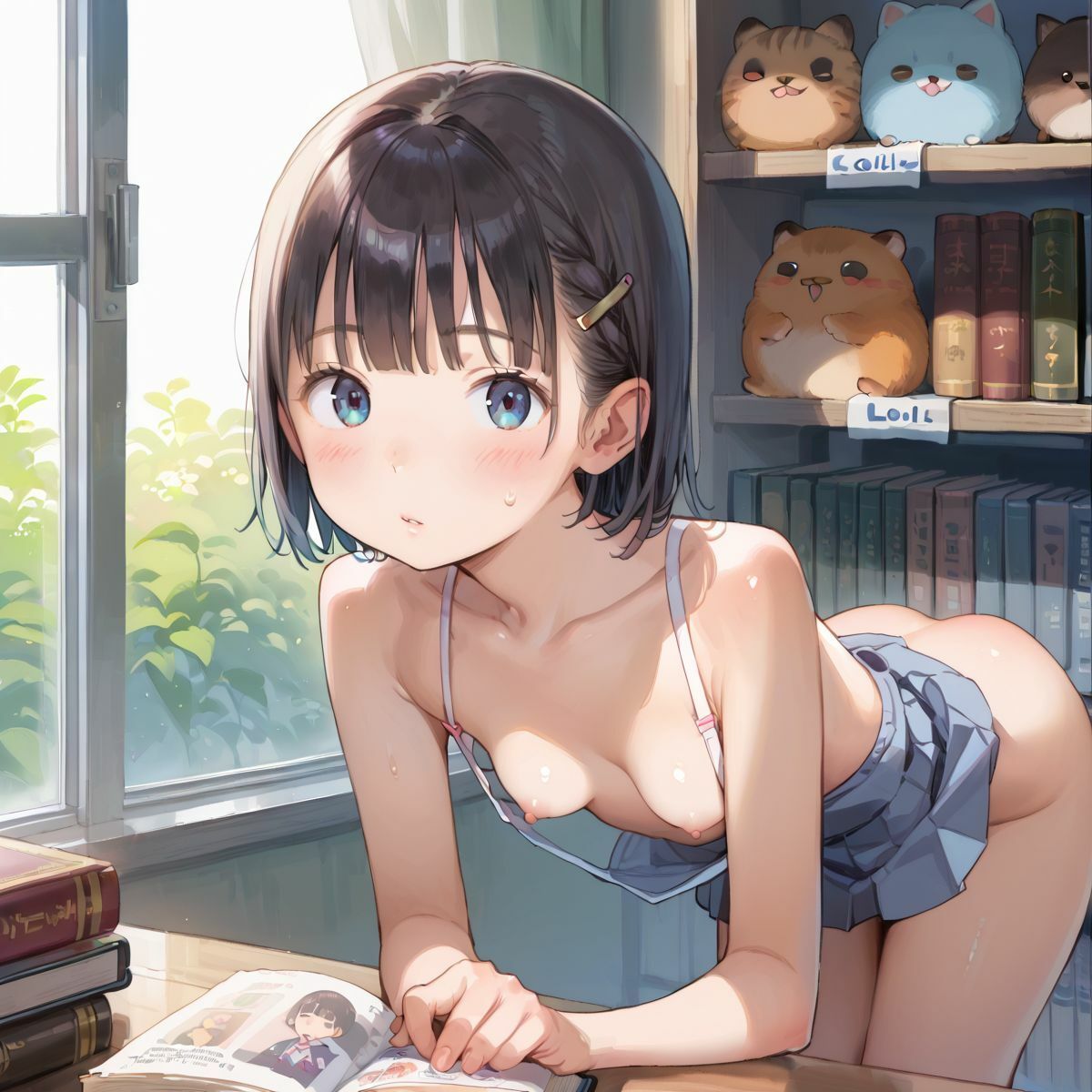 サンプル画像4:図書館で声を出せずに愛液垂れ流し娘05(ぷにあな) [d_519402]