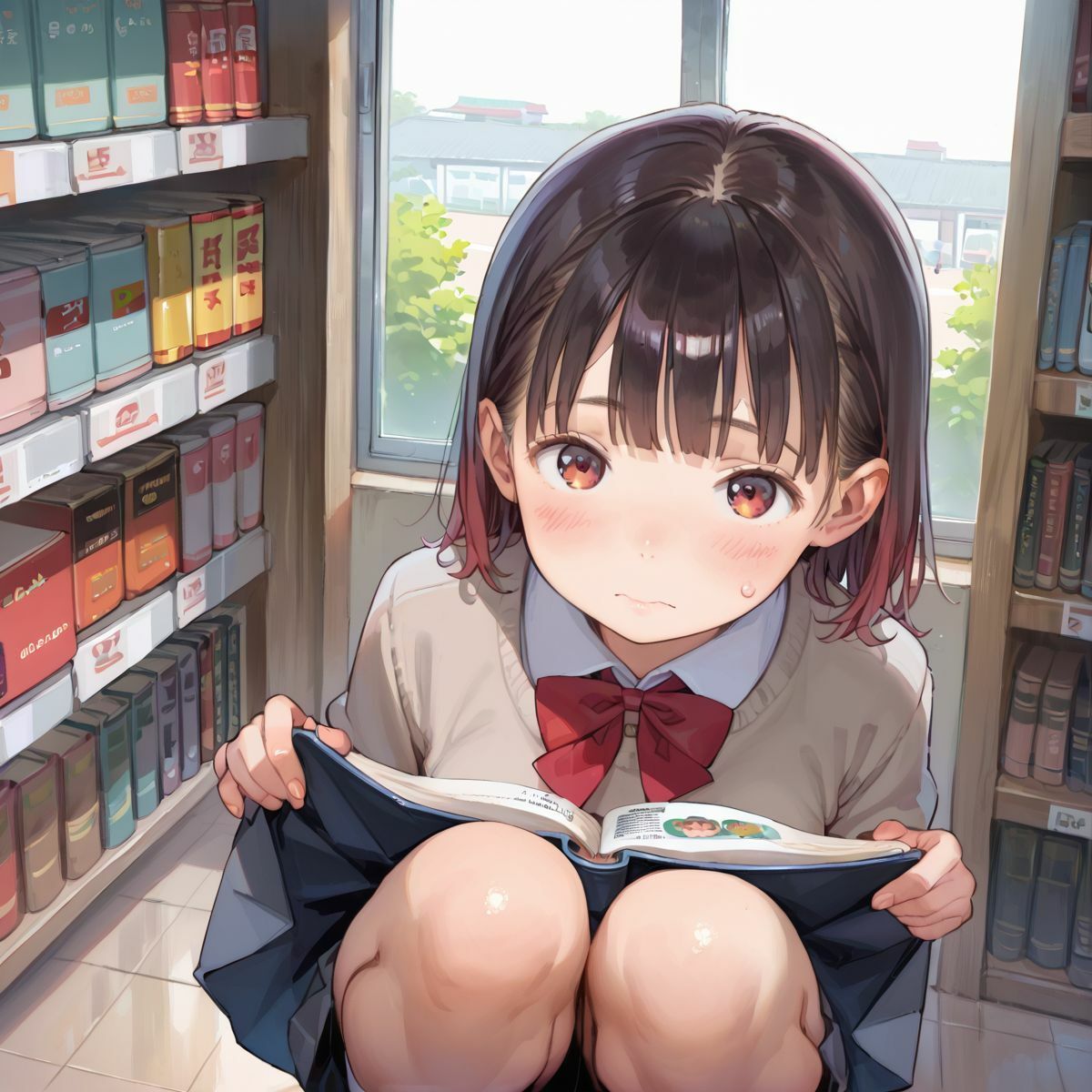 図書館で声を出せずに愛液垂れ流し娘05のサンプル画像 6