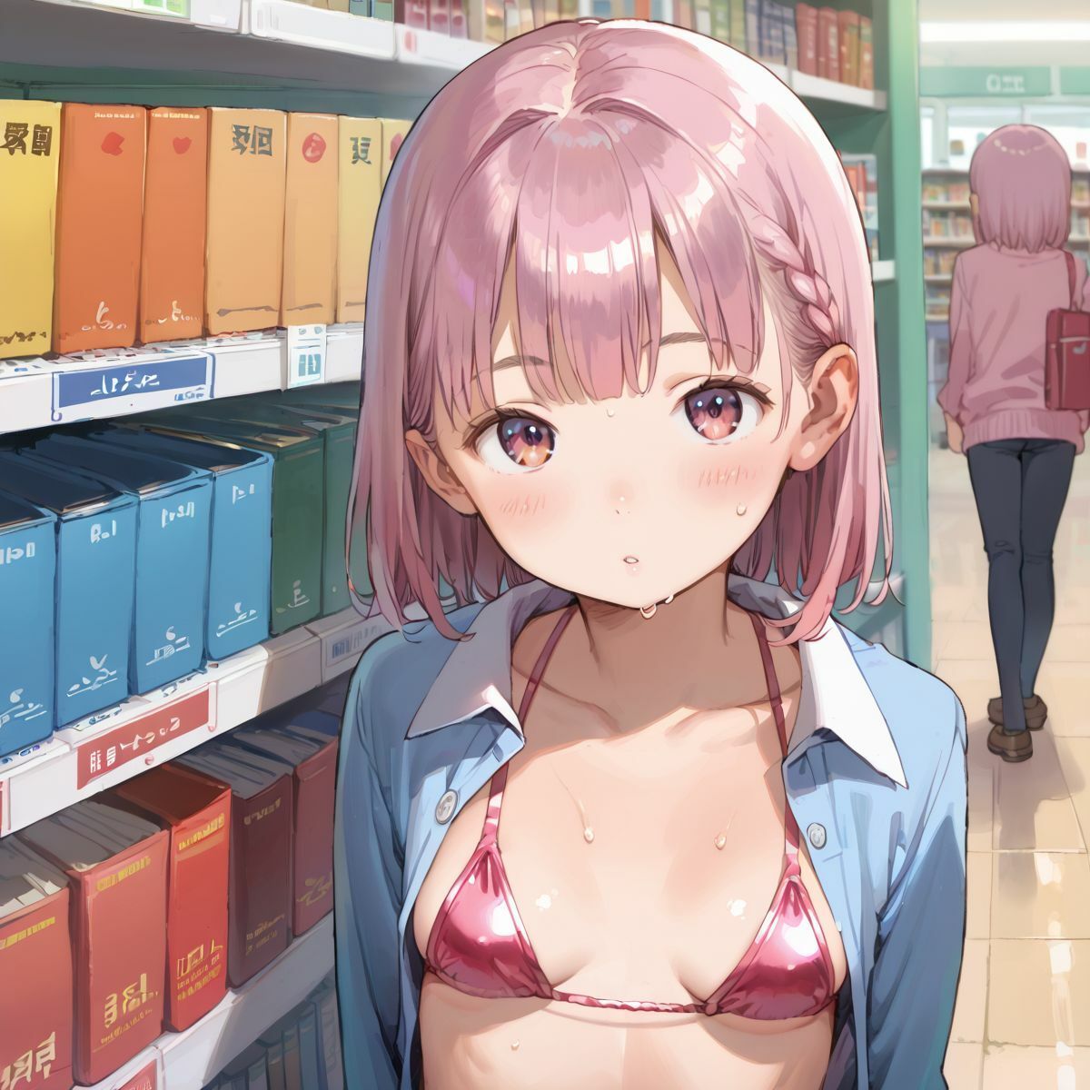 サンプル画像3:図書館で声を出せずに愛液垂れ流し娘06(ぷにあな) [d_519404]