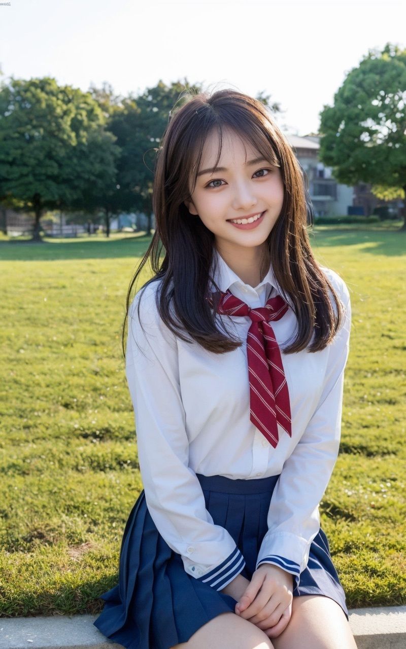 サンプル画像1:AI×美女×制服×公園(さいれんとはうんど) [d_519692]