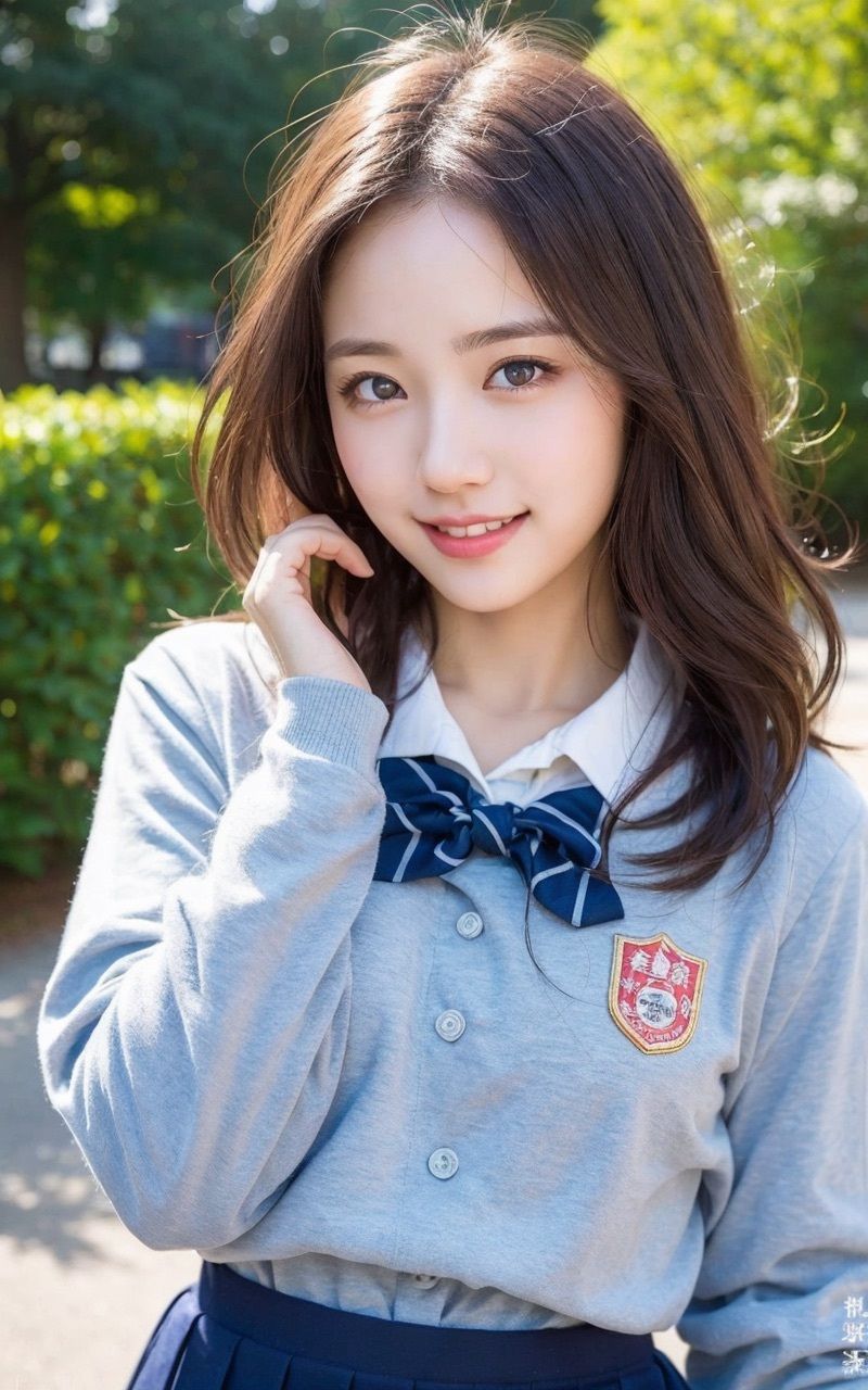 サンプル画像2:AI×美女×制服×公園(さいれんとはうんど) [d_519692]