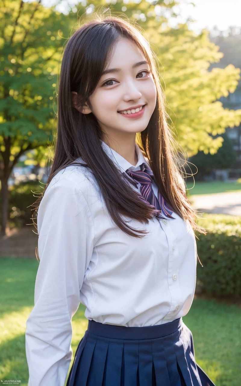 サンプル画像3:AI×美女×制服×公園(さいれんとはうんど) [d_519692]