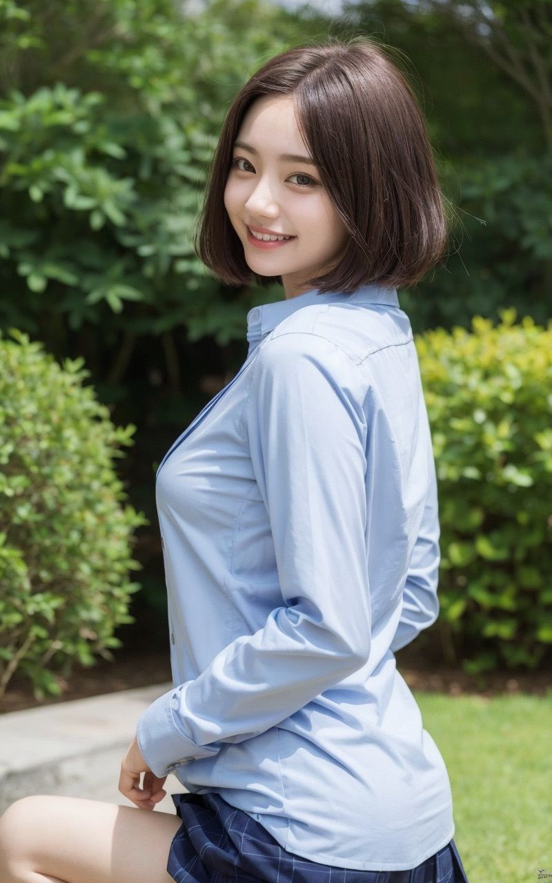 AI×美女×制服×公園の画像6