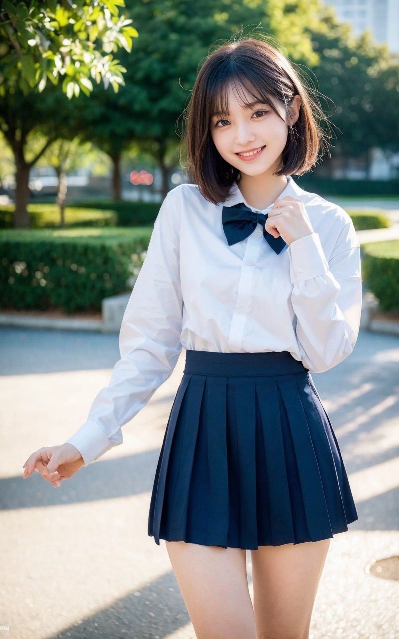 AI×美女×制服×公園の画像7
