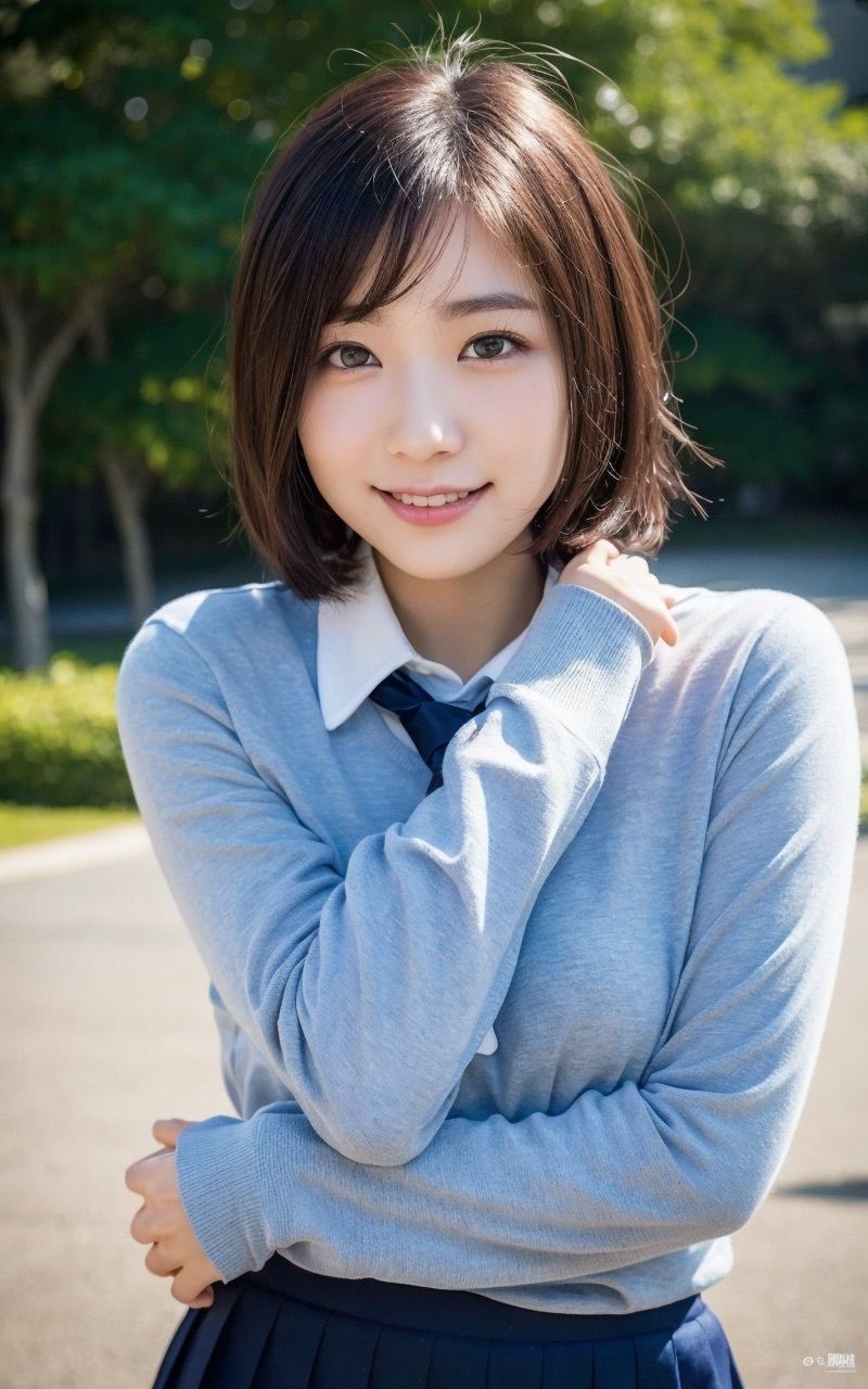 AI×美女×制服×公園の画像8