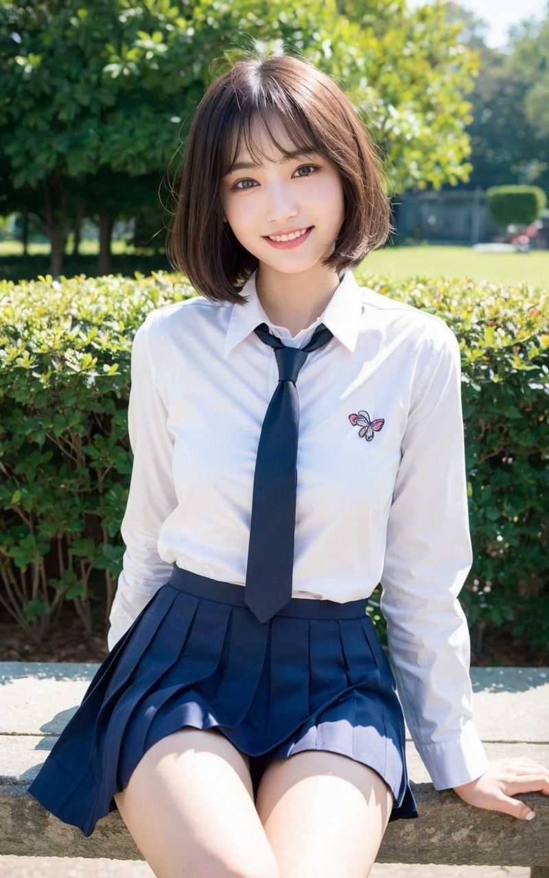 AI×美女×制服×公園の画像9