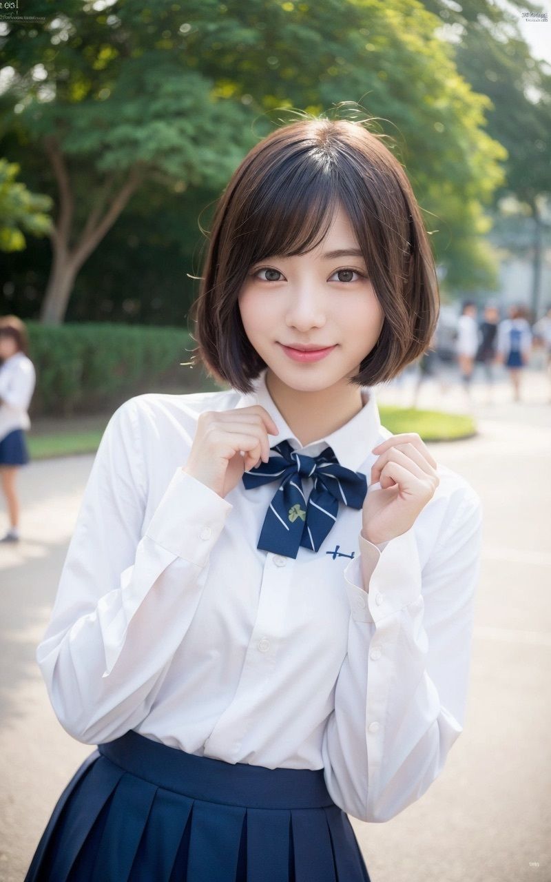 AI×美女×制服×公園の画像10