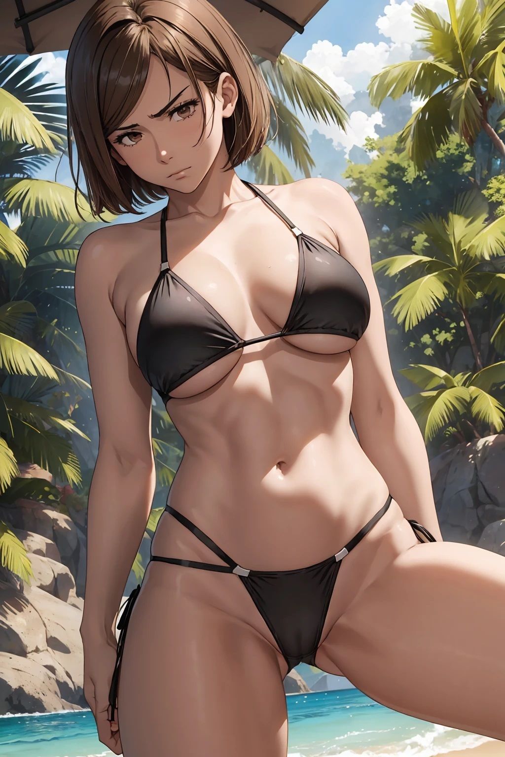 サンプル画像1:釘崎〇薔薇  不機嫌で腋見せ黒ビキニ（77枚）(メークインアート) [d_520038]