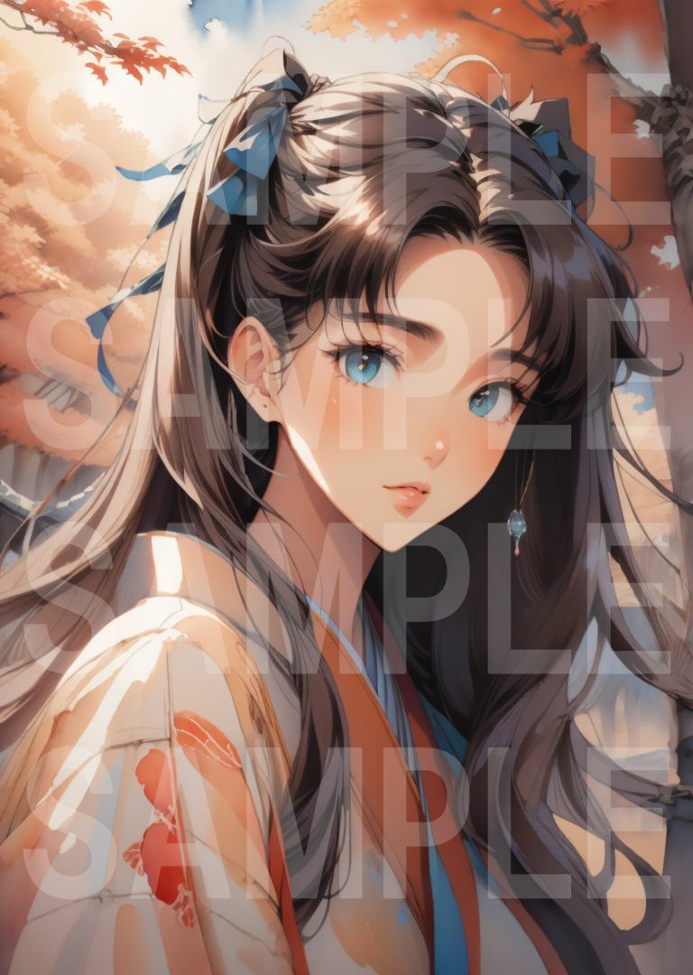 サンプル画像2:『●ate/●tay night』三人娘の着物姿イラスト集(mirAI工房) [d_520221]