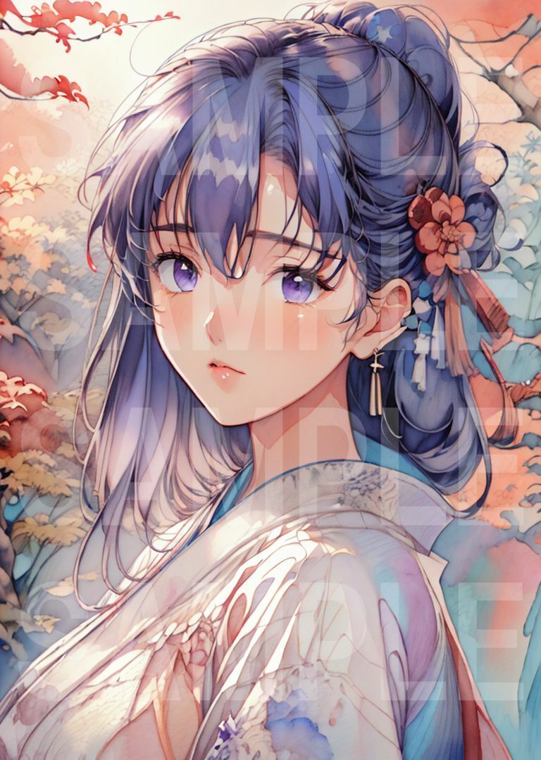 サンプル画像3:『●ate/●tay night』三人娘の着物姿イラスト集(mirAI工房) [d_520221]