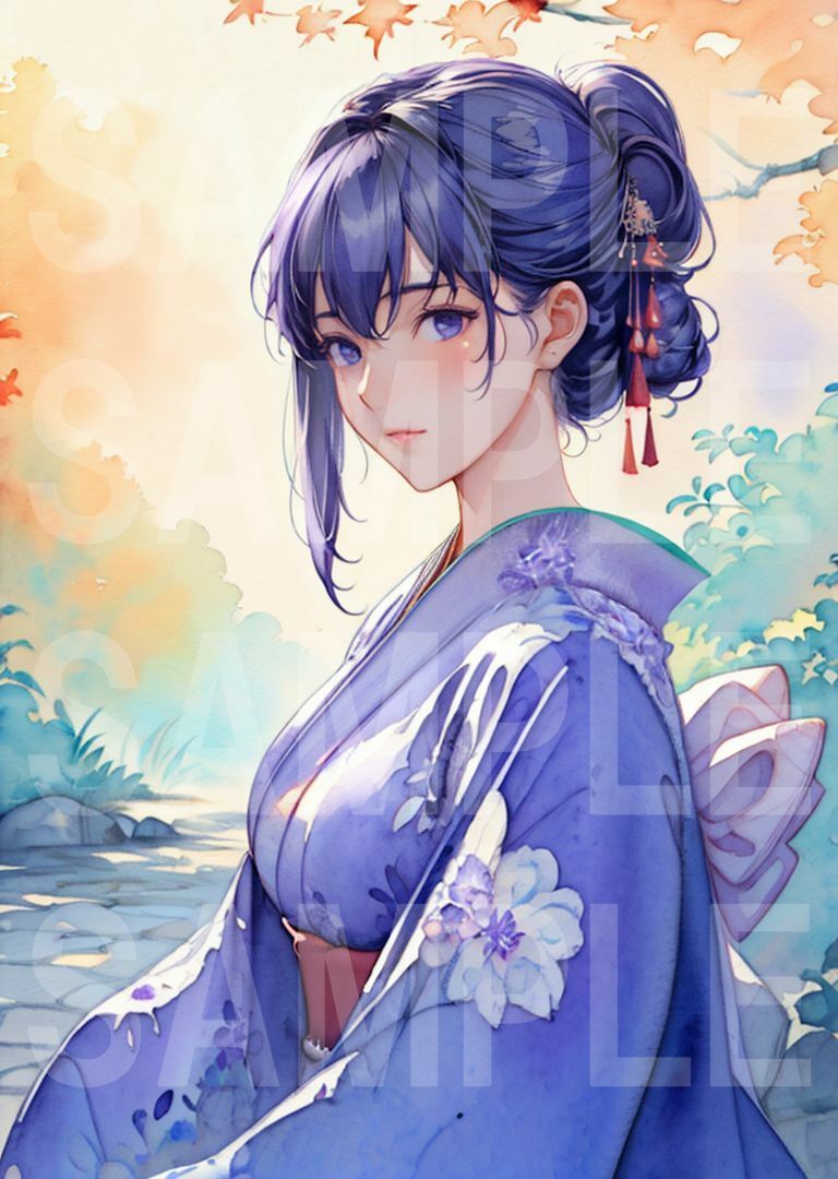 サンプル画像4:『●ate/●tay night』三人娘の着物姿イラスト集(mirAI工房) [d_520221]