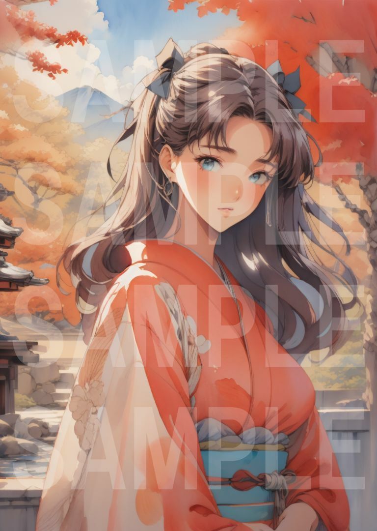 サンプル画像6:『●ate/●tay night』三人娘の着物姿イラスト集(mirAI工房) [d_520221]