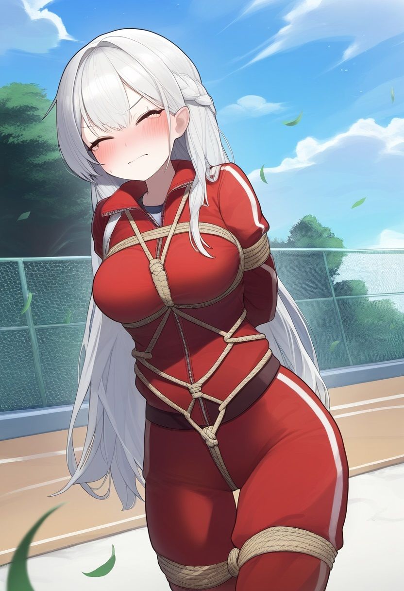 サンプル画像1:スポーツ少女着衣緊縛AIイラスト集(Love and peace) [d_520659]