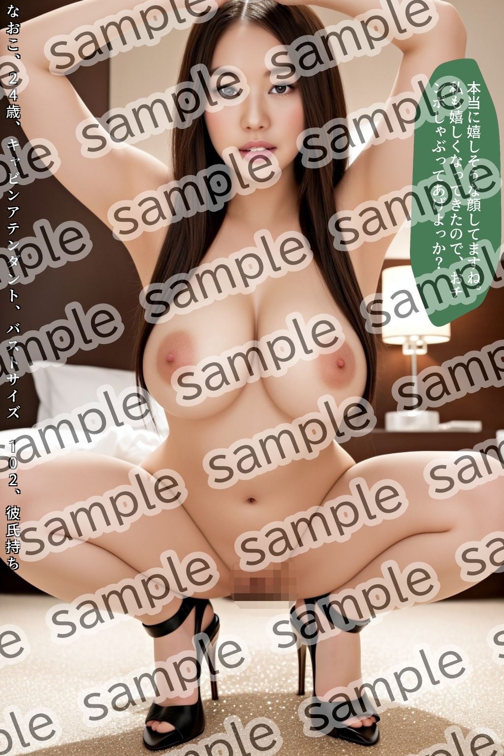 サンプル画像5:爆乳美女がワキを見せながら、ハイヒールでしゃがみポーズ vol.1(あらぶるま18＋) [d_520878]