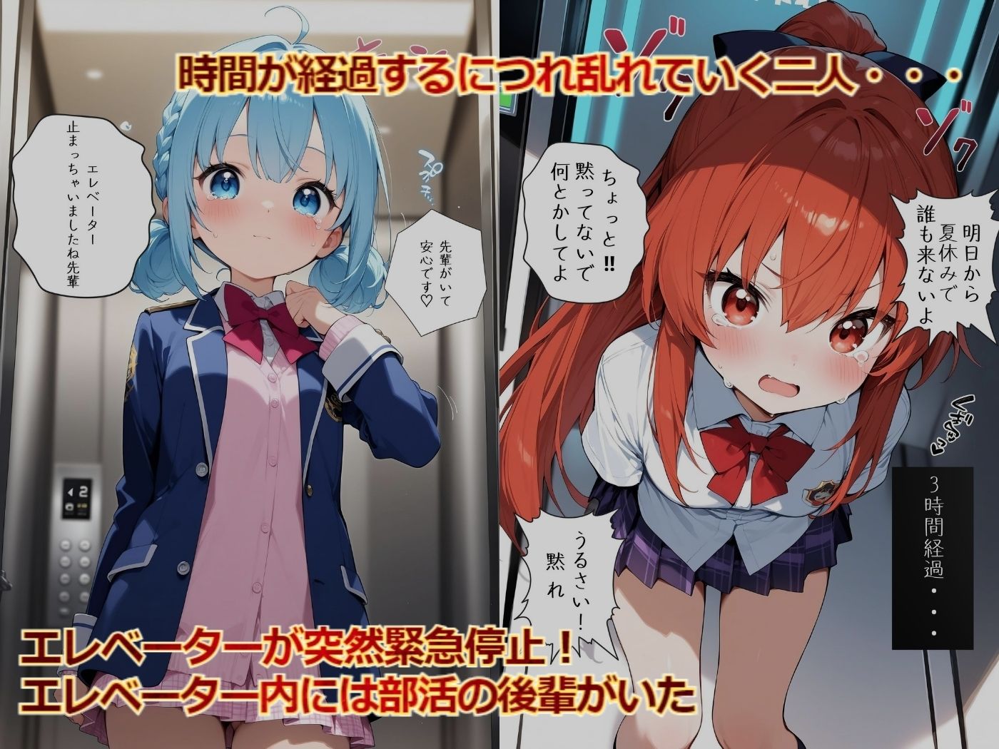 サンプル画像2:エレベーターが緊急停止！一緒に乗っていた部活の後輩を密室レ〇プ(Super High Quality boy) [d_521340]