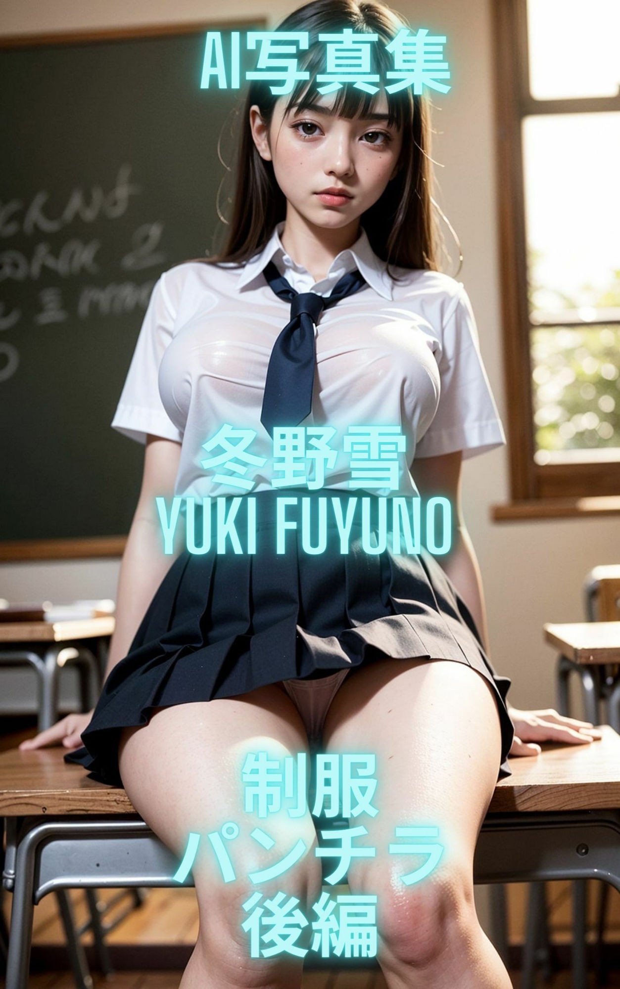 サンプル画像4:AI写真集 冬野雪 Yuki Fuyuno 制服パンチラ(Premium Girls) [d_521605]