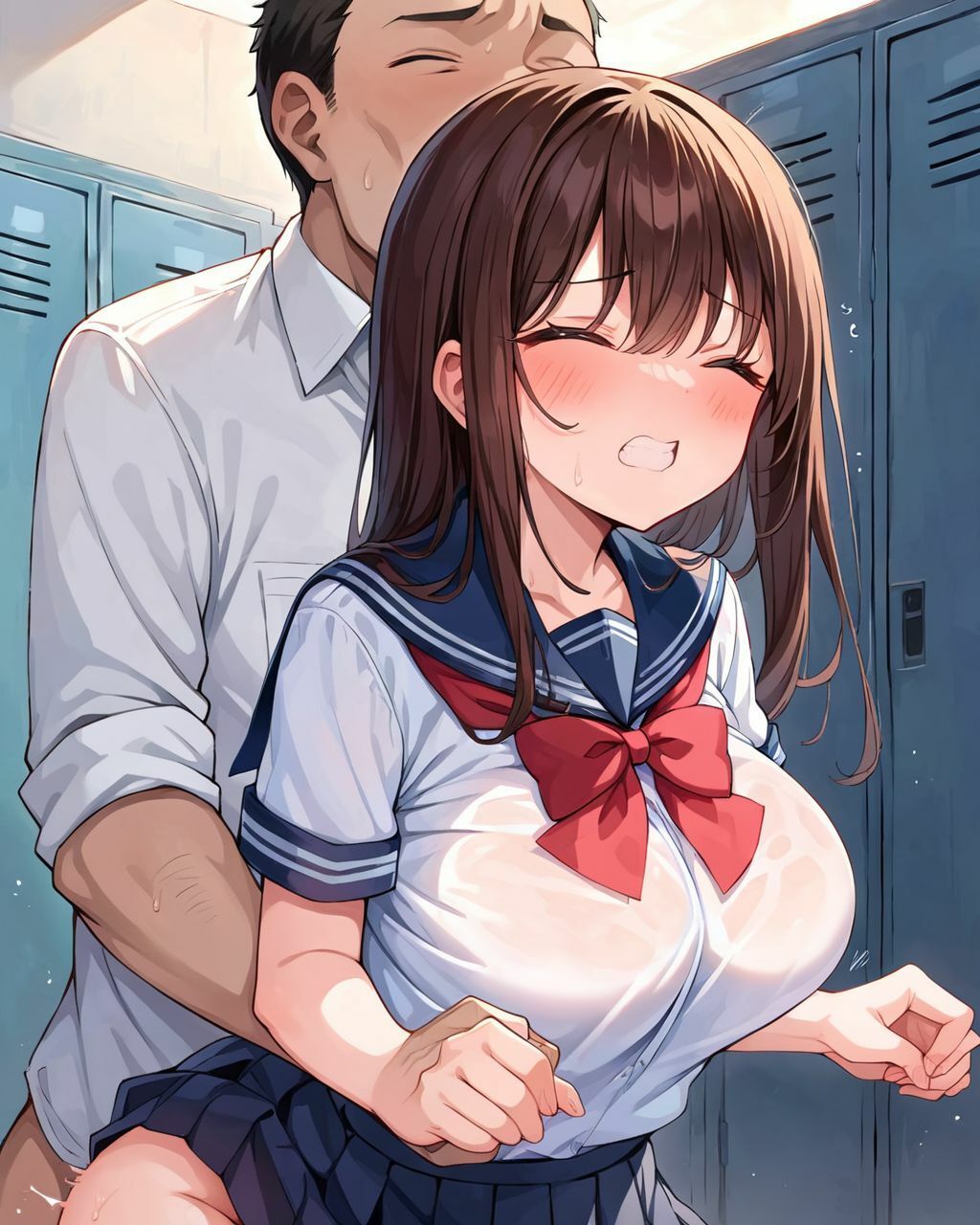 サンプル画像3:変態おやじに種付けされた話(AIくいーん) [d_522697]