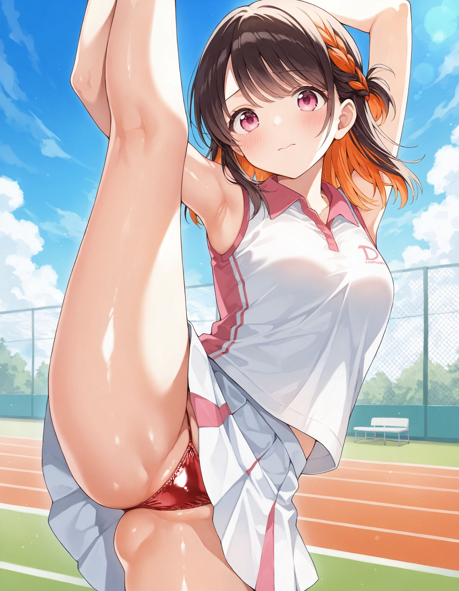 サンプル画像1:テニスウェアで片足上げパンチラ(D.P.H.) [d_523272]