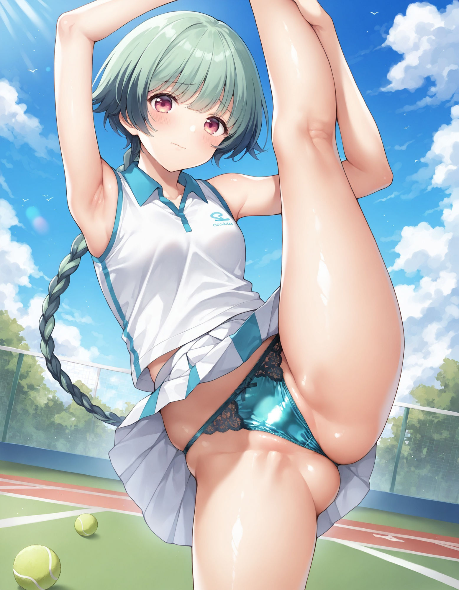 サンプル画像2:テニスウェアで片足上げパンチラ(D.P.H.) [d_523272]