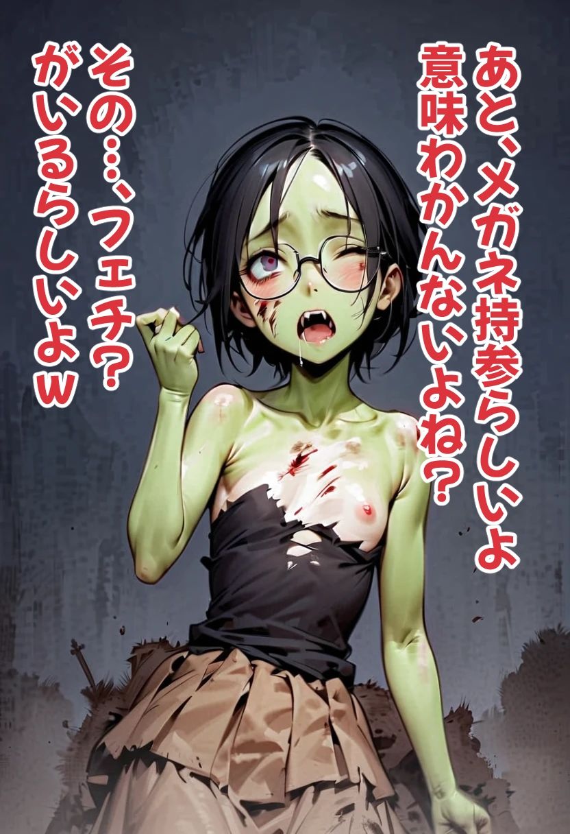 サンプル画像3:ゾンビオデコメガネちゃんと闇テーマパークでデート 貧乳・緑バージョン編(コーンパン) [d_523617]