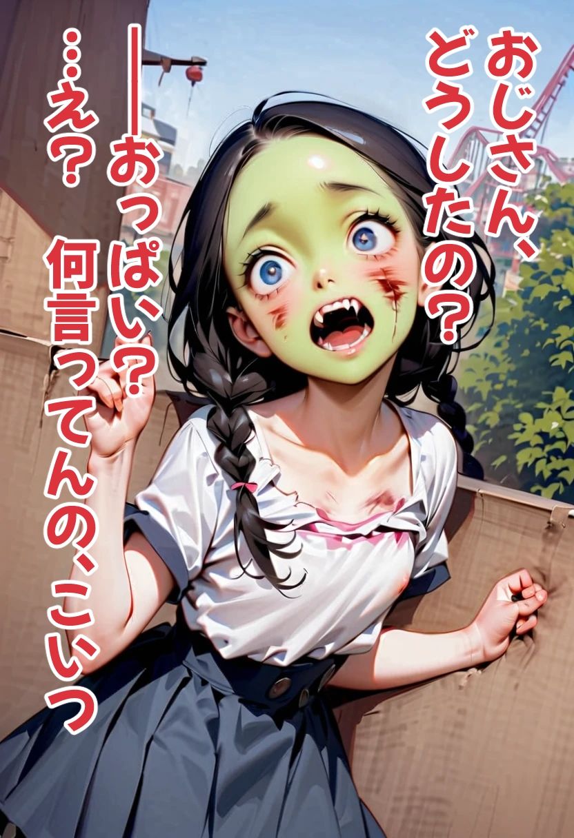 サンプル画像6:ゾンビオデコメガネちゃんと闇テーマパークでデート 貧乳・緑バージョン編(コーンパン) [d_523617]