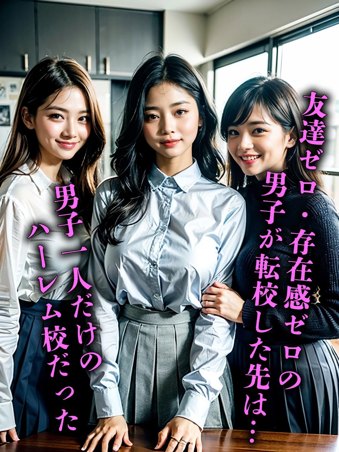 サンプル画像1:田舎でハーレム性活2〜非モテ男子を囲む欲求不満な女子校生〜(AI beauty Lab.) [d_523734]