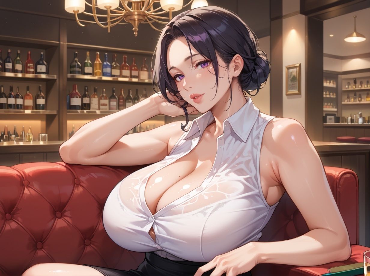 サンプル画像1:ハプニングバーで人妻孕ませ 複数チン○総絞り！(妄想マカロン) [d_524094]