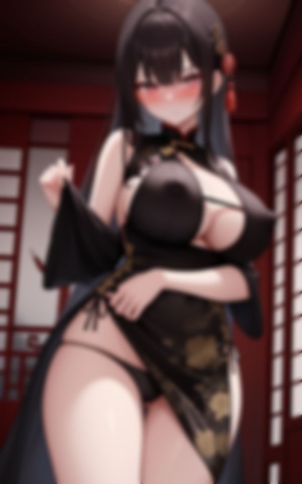 サンプル画像3:イヤラし過ぎる爆乳おっぱいで誘惑してくるチャイナドレス淫乱美女(AI液) [d_524475]