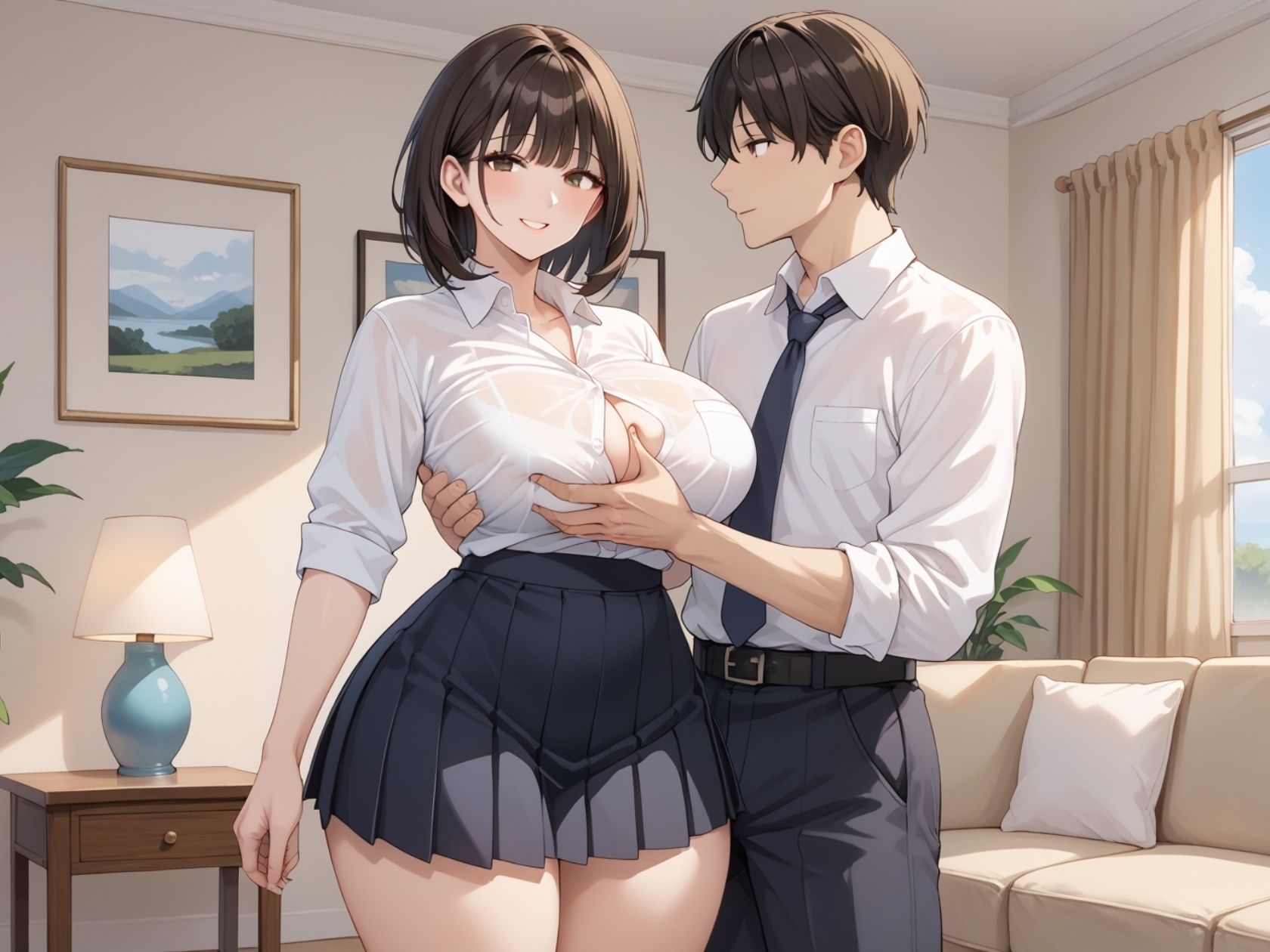 サンプル画像1:美人でスレンダー巨乳な友達のお姉ちゃんのSっ気たっぷりピストン搾精セックス〜逆NTR誘惑〜(そいやっさ) [d_524546]