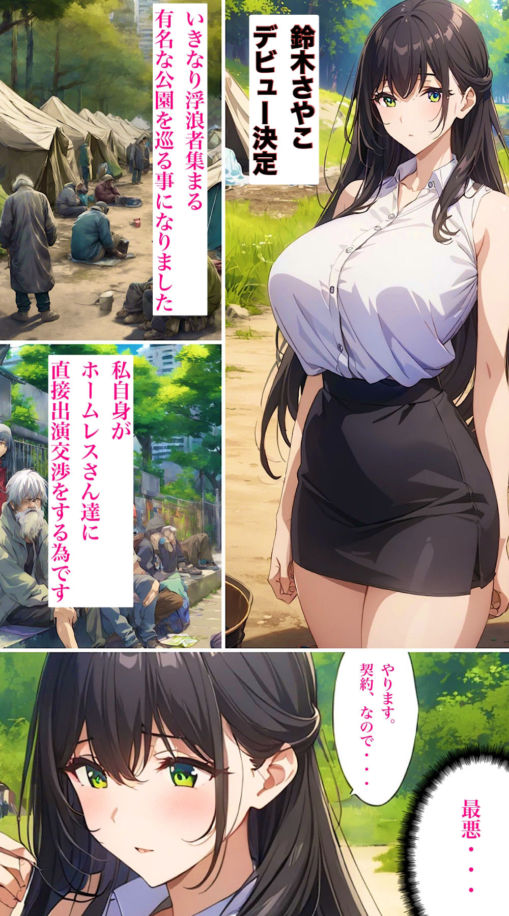 サンプル画像2:エロ過ぎ罪により、肉便器の刑に処す お天気アナウンサー・鈴木さやこ 浮浪者相手にAVデビュー編(モモダ商店) [d_524573]