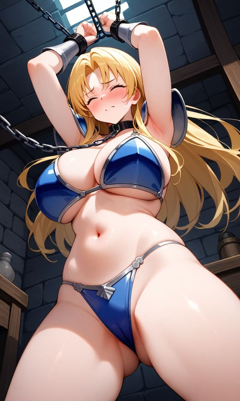 サンプル画像2:【微エロ】フェチコレVol.33 吊り上げ拘束されて辱められるビキニアーマー姿の巨乳美女たち【総枚数250枚】(満点星) [d_524762]