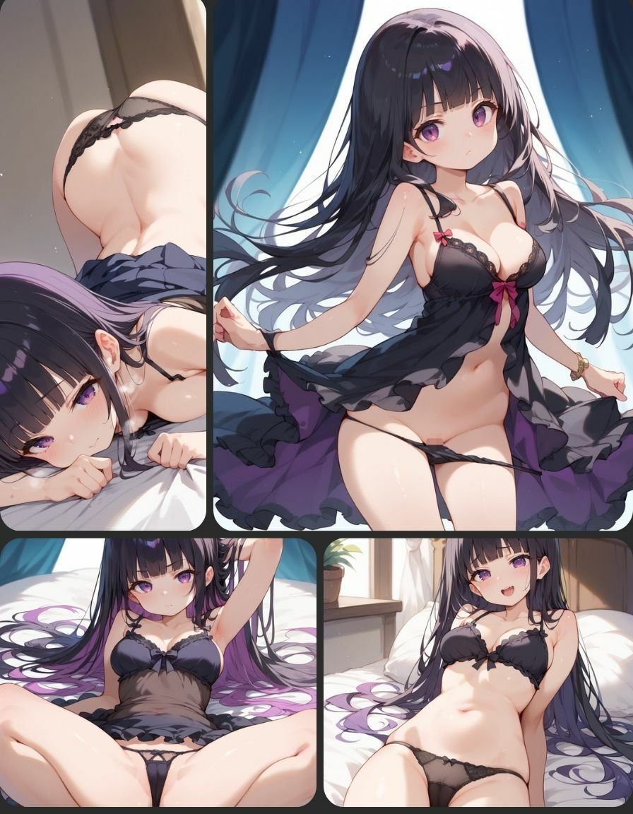 サンプル画像2:魅惑の黒髪ランジェリー -清楚な黒髪と艶めくシルエット-(甘艶工房) [d_524957]