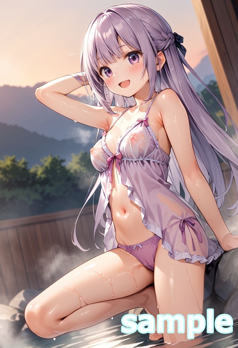 サンプル画像4:ランジェリー少女イラスト集 〜濡れ透け混浴温泉旅情編〜(ぱいろみん) [d_524997]