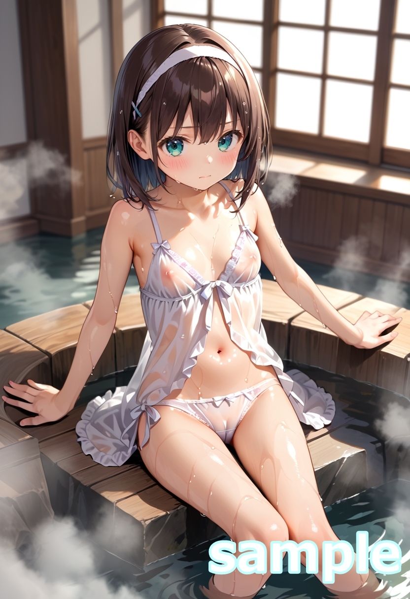 サンプル画像5:ランジェリー少女イラスト集 〜濡れ透け混浴温泉旅情編〜(ぱいろみん) [d_524997]