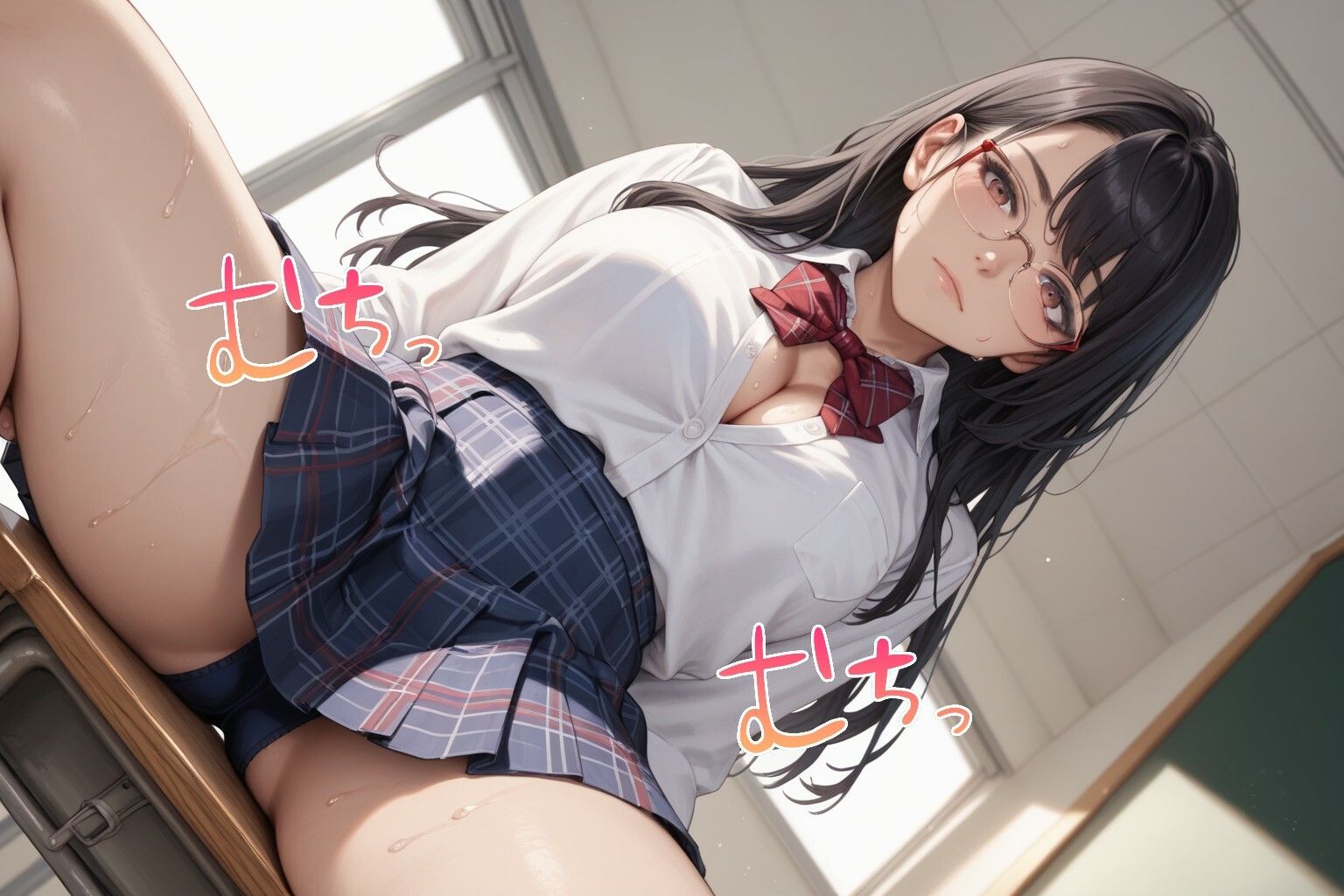 サンプル画像1:【胸チラ・無防備・ラッキースケベ】委員長の胸元、赤いリボンの奥に…(チラリズム工房) [d_525031]