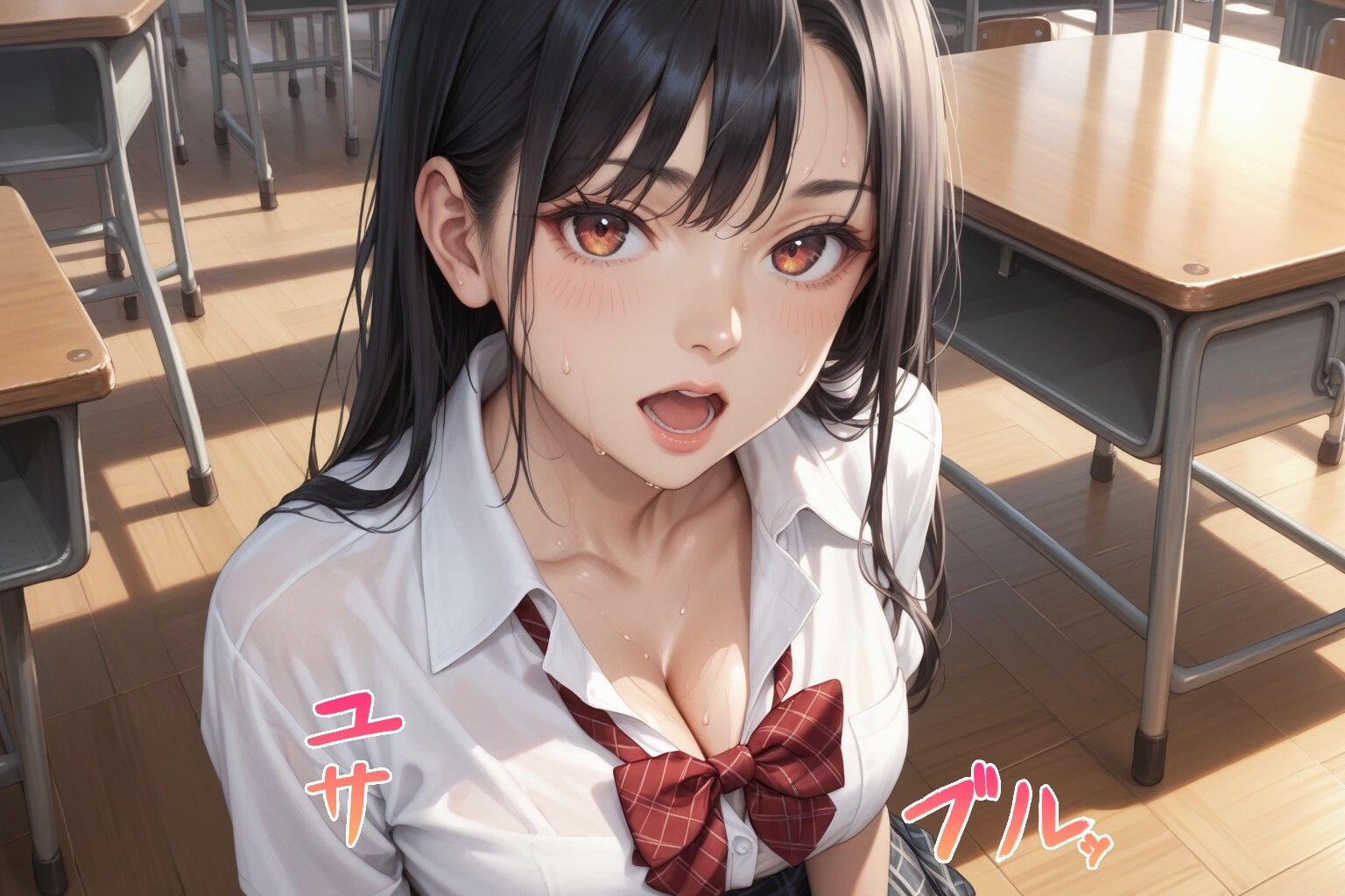 サンプル画像2:【胸チラ・無防備・ラッキースケベ】委員長の胸元、赤いリボンの奥に…(チラリズム工房) [d_525031]