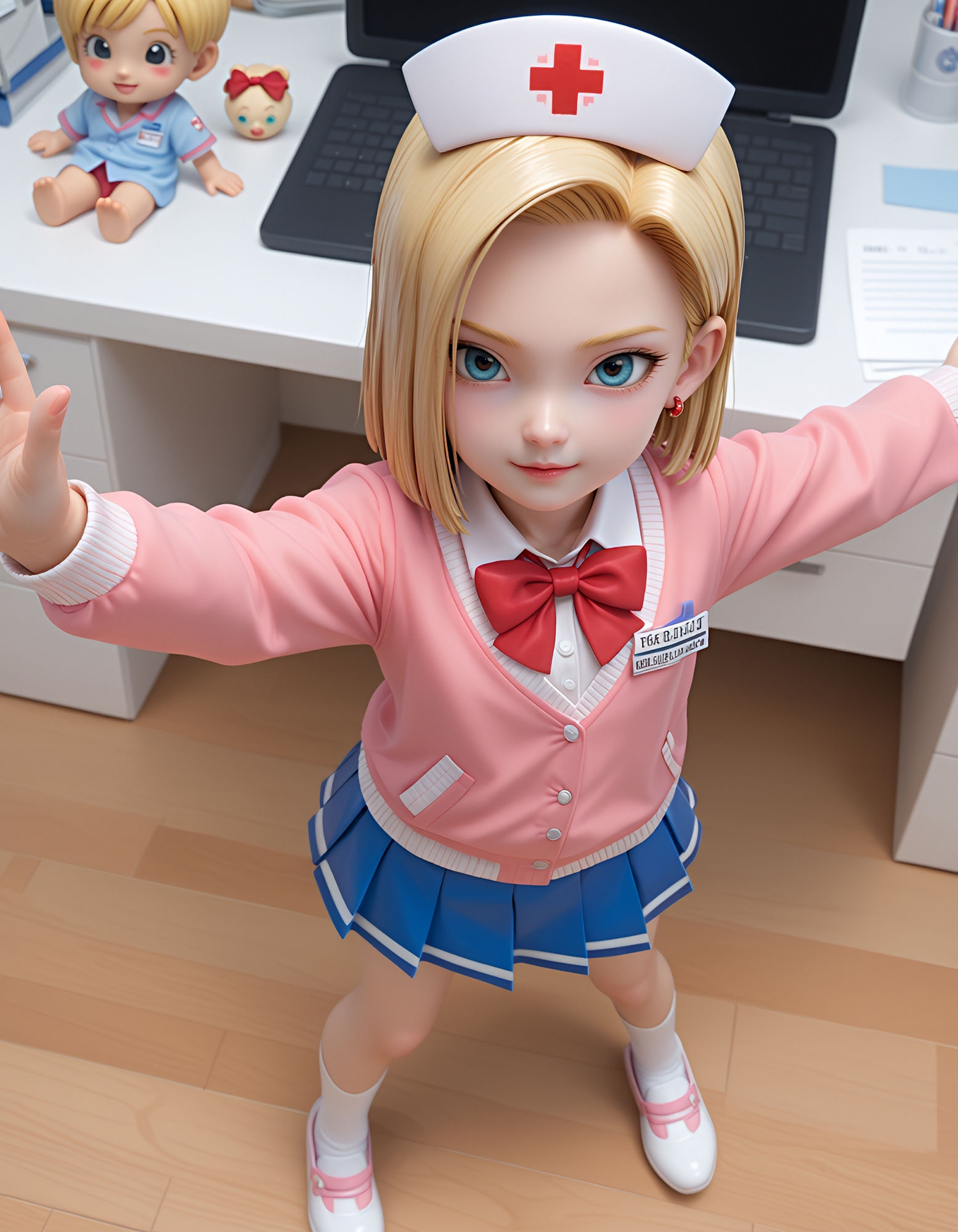 サンプル画像4:ブ◯マの実験に付き合ったらミニサイズになっちゃった18号の制服とビキニ写真集(わにさんわにわに) [d_525213]