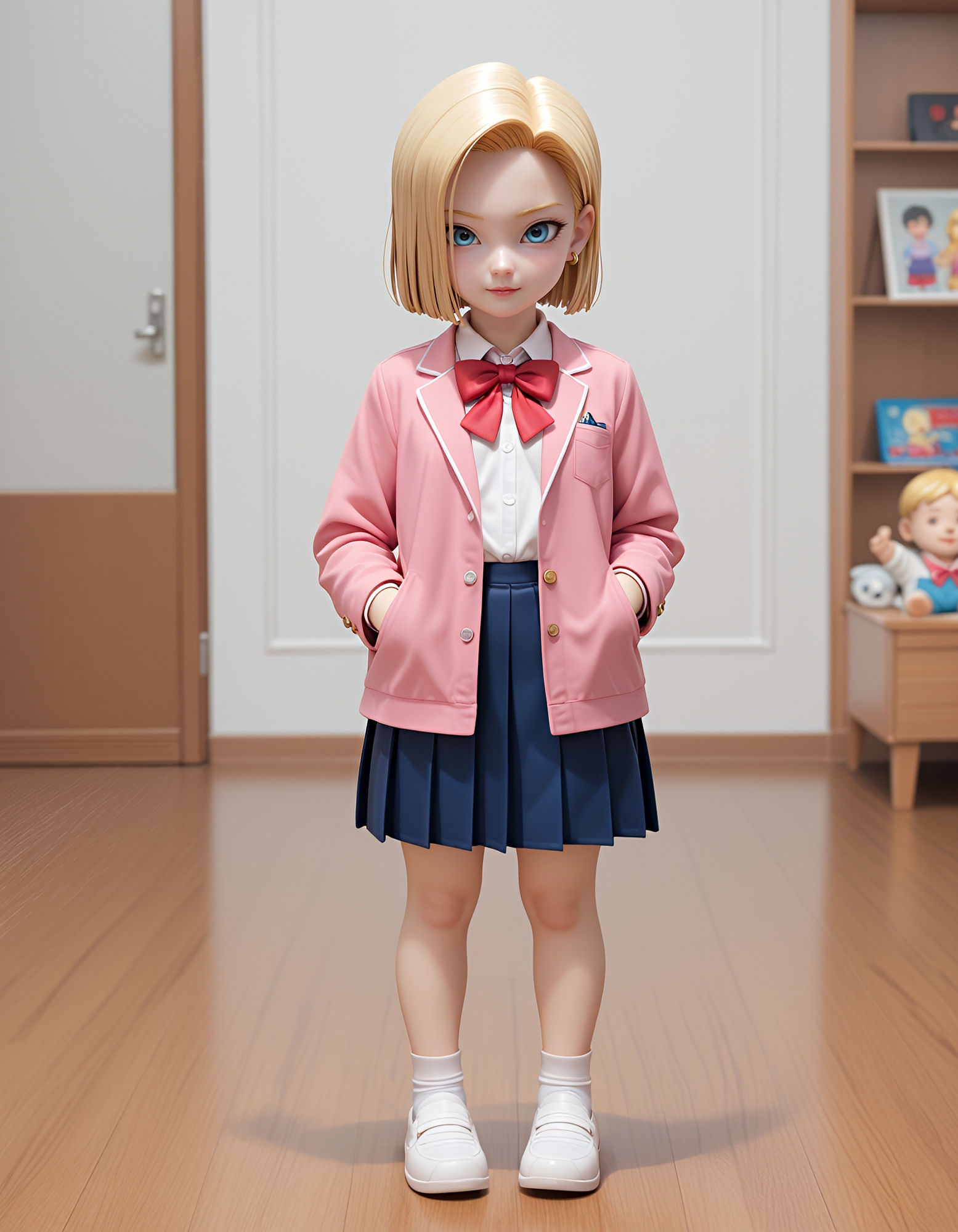 サンプル画像5:ブ◯マの実験に付き合ったらミニサイズになっちゃった18号の制服とビキニ写真集(わにさんわにわに) [d_525213]