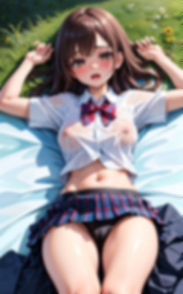 サンプル画像1:裏庭で押し倒されて淫らな身体を露わにするアイドル系美女(おやすみCAちゃん) [d_525689]