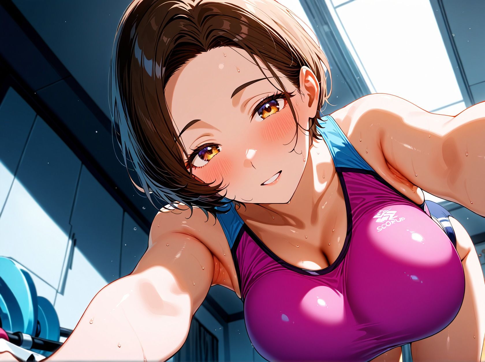 サンプル画像5:ジムで出会った爆乳妻の引き締まったボディに絞られる(くみん) [d_526084]