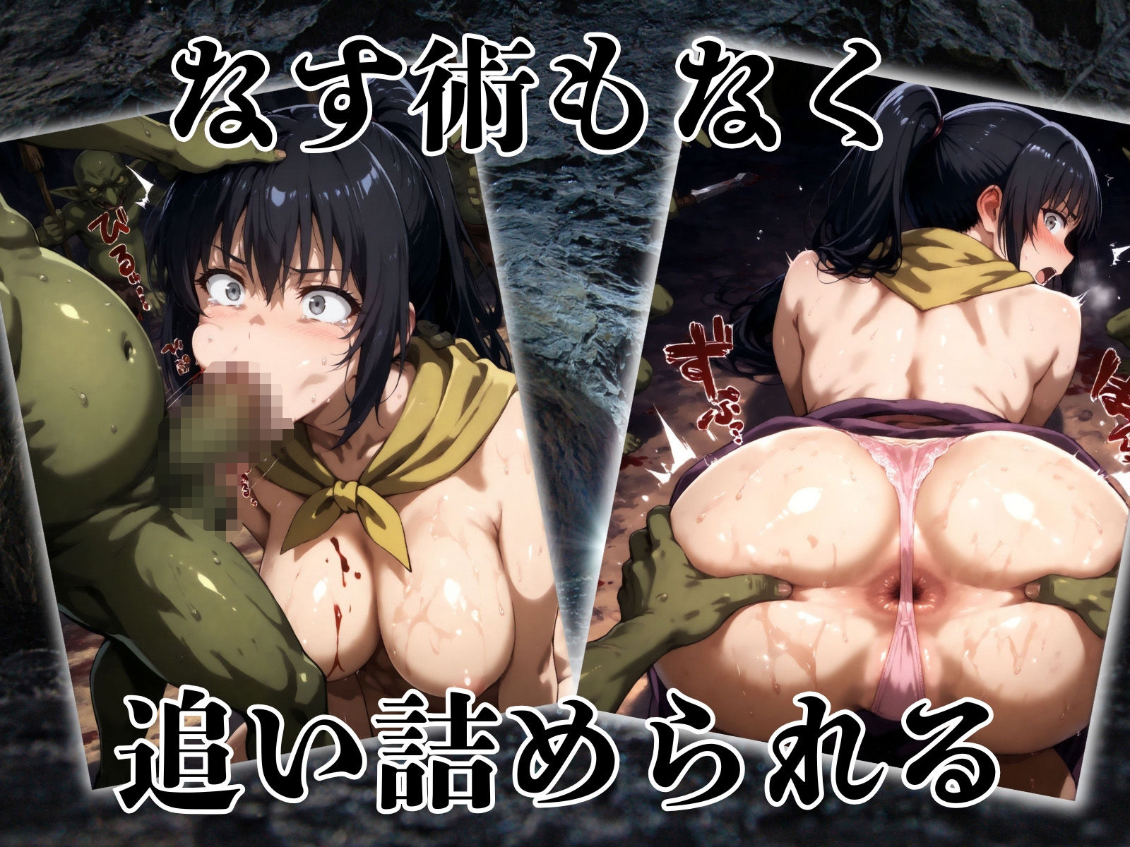 サンプル画像3:ゴブリンが潜む暗闇 女武闘家＆女魔法使い 追い詰められし絶望(パイパイロット) [d_526310]