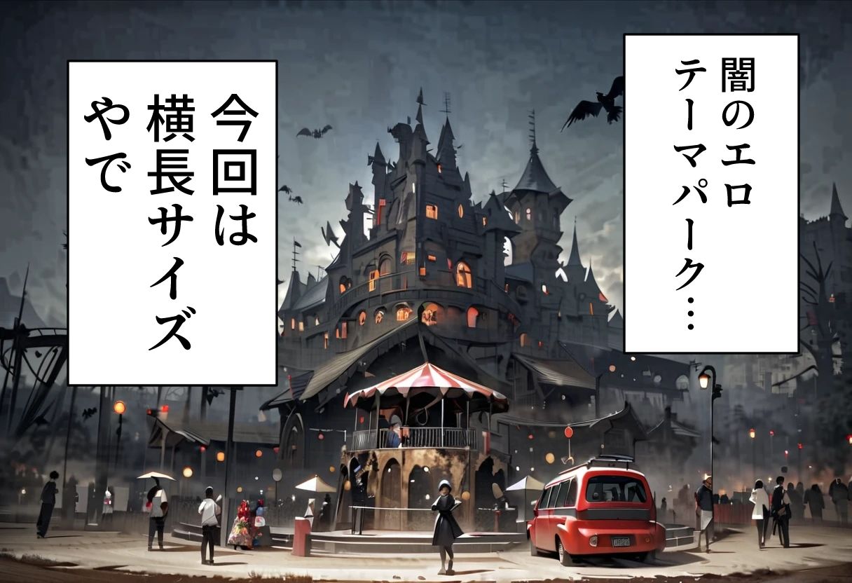 サンプル画像1:ゾンビオデコメガネちゃんと闇テーマパークでデート 巨乳・緑バージョン・横長サイズ編(コーンパン) [d_526614]