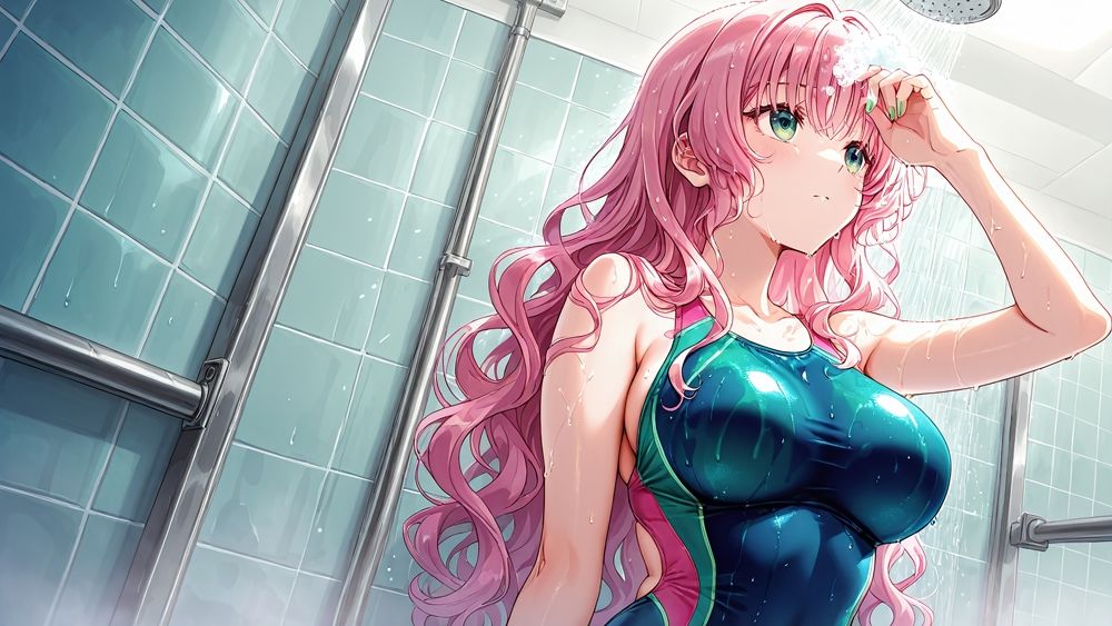 サンプル画像6:ピンク髪＆銀髪の巨乳水泳部員と新任コーチの種付けレッスン【4K】【FANZA専売】(ニート印刷所) [d_526760]